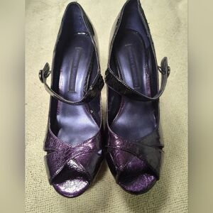 Chinese Laundry Purple Mary Jane Heels with Metallic Finish